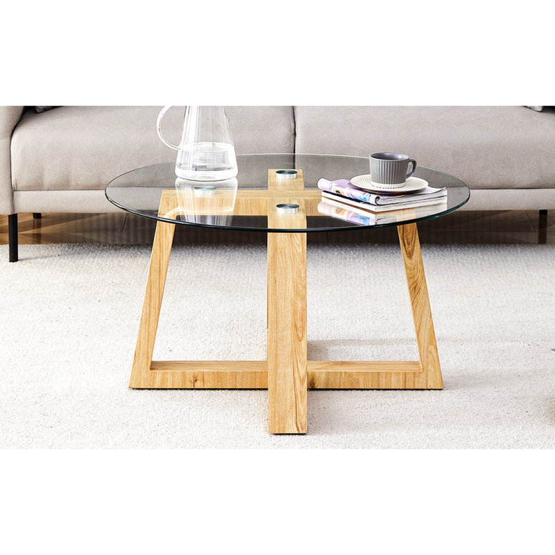 Table basse avec verre transparent, décorant des espaces de vie élégants et convenant à une chambre à coucher
