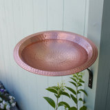 Hammered Solid Copper Birdbath With Wall Mount Bracket