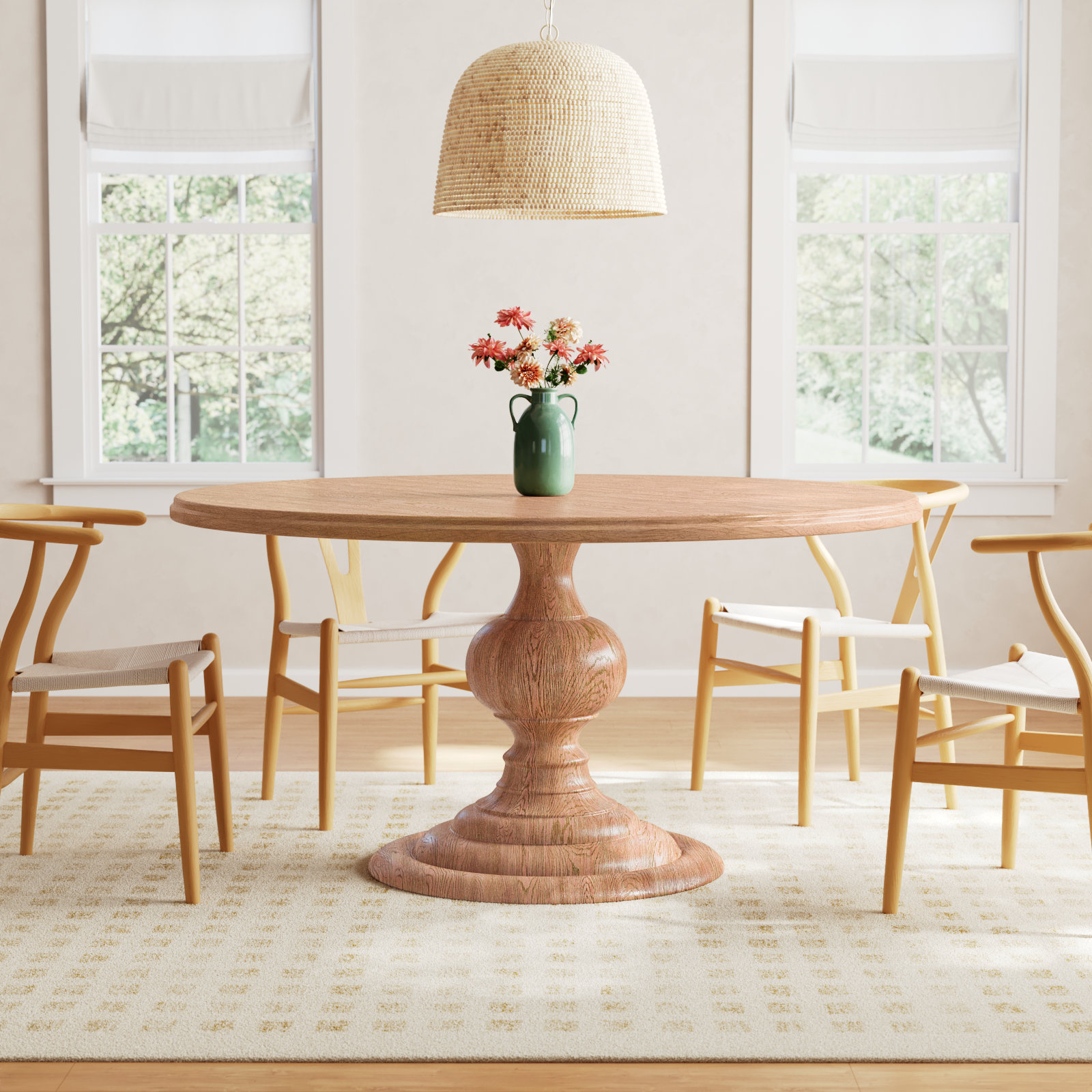 Tanisha 60" Mango Dining Table, Whitewash, 60" W x 60" L
