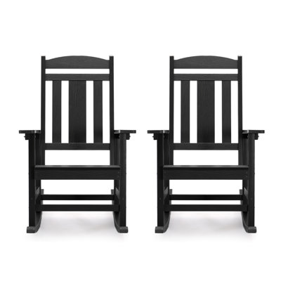 Chiemi Patio Rocking Chair Set Of 2 , HDPS Poly Rocking Chair, All Weather Resistant Plastic Outdoor Indoor Porch Rocker, Heavy Duty Rocking Chair For Patio, Lawn, Garde
