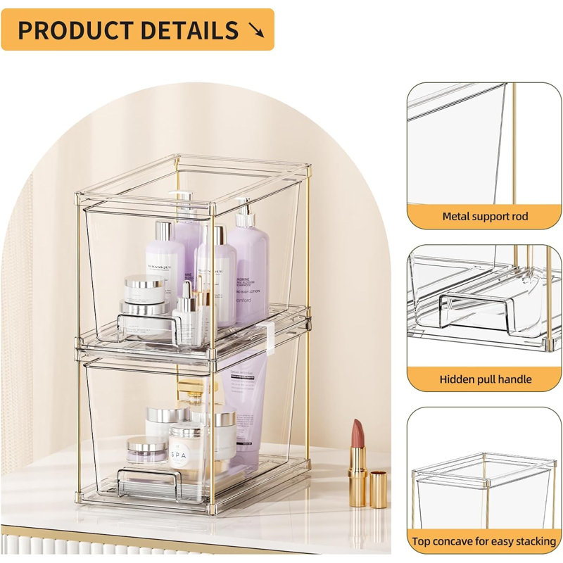 2-pack Clear Stackable Acrylic Storage Drawers