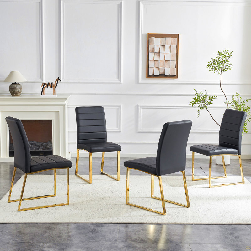 Ensemble de 4 chaises robustes, 4, Noir