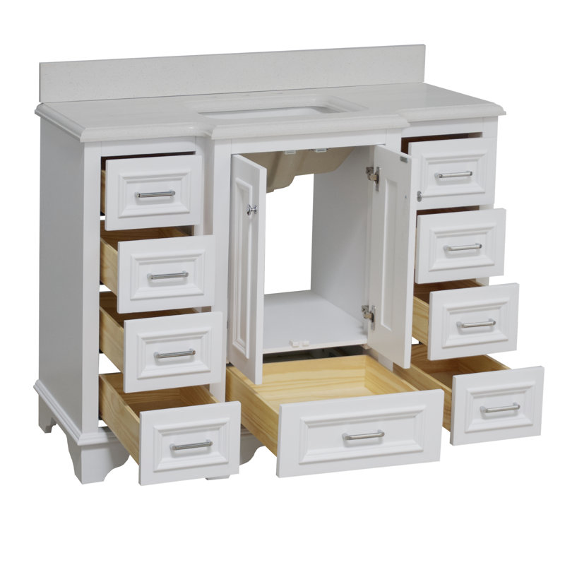 Ensemble de meuble-lavabo simple 48 po Loughlam, Blanc, Quartz