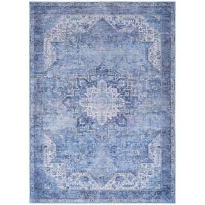 Bungalow Rose Bungalow Rose Washables Blue Vintage Indoor Rug