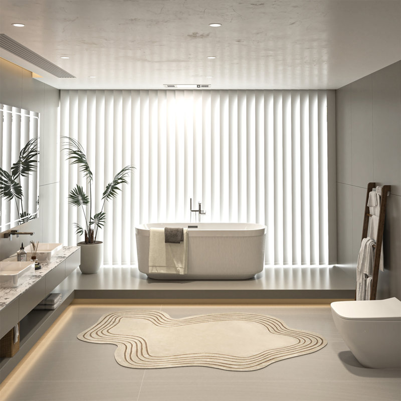 59" Gloss White Acrylic Freestanding Bathtub with Pleated Design