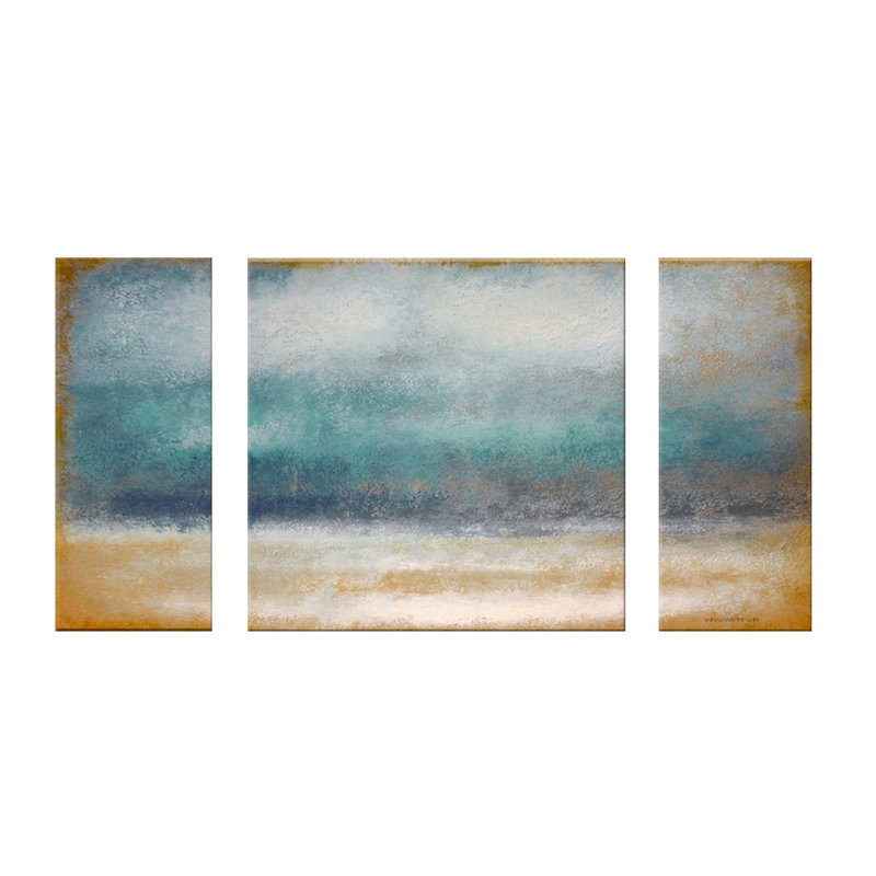 Tempest par Norman Wyatt Jr., ensemble de 3 reproductions d'art sur toile, Art mural naturel encadré texturé, Pas de tapis