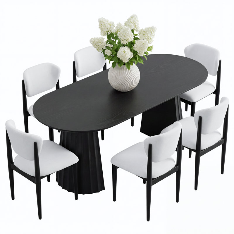 Ensemble de table de salle à manger 7 pièces Nickole, Noir