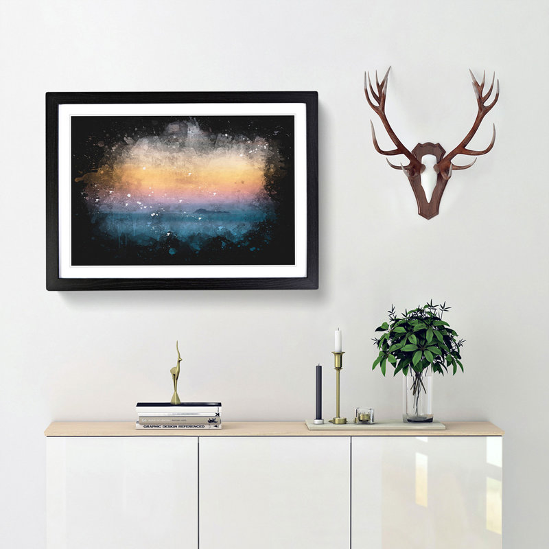 Beautiful Beach Paint Splash - Framed Print, 33cm H x 45cm W x 2cm D, Black Framed