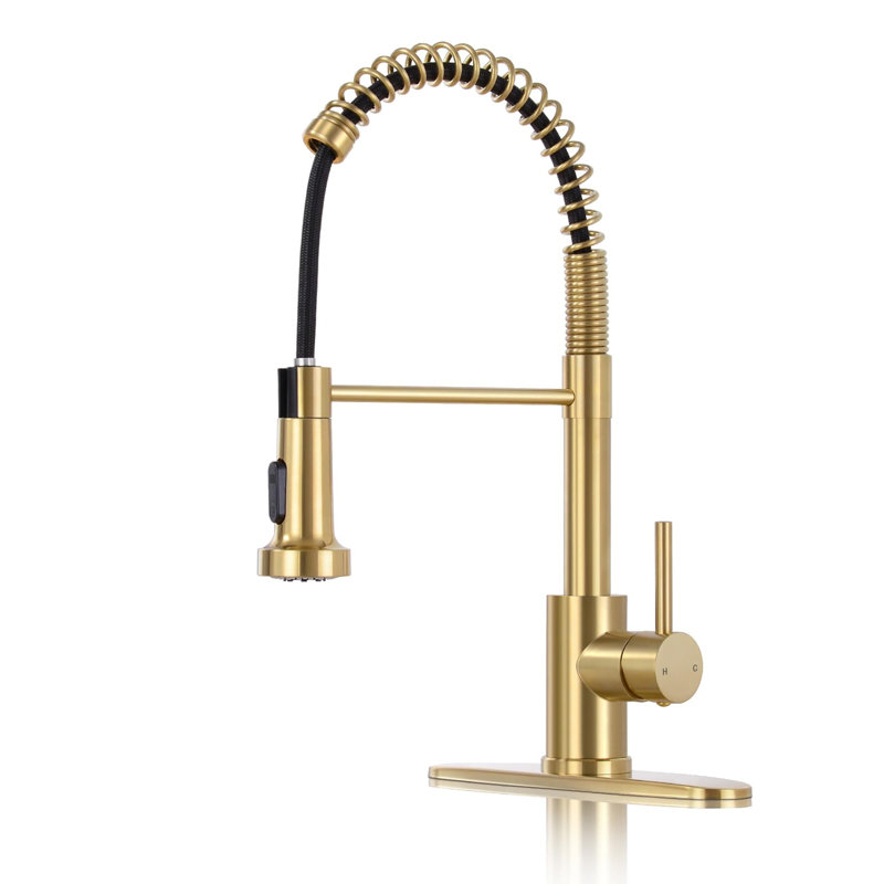 Kitchen Faucets with Pull Down Sprayer, Gold Black