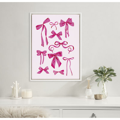 Pink Bows by Honey Island Studio Framed Canvas Wall Art Print