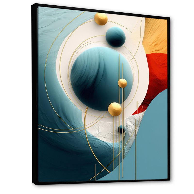 «Tender Awakening» en bleu rétro - impression, Cadre flottant noir, H 32 po x l 16 po x P 1 po