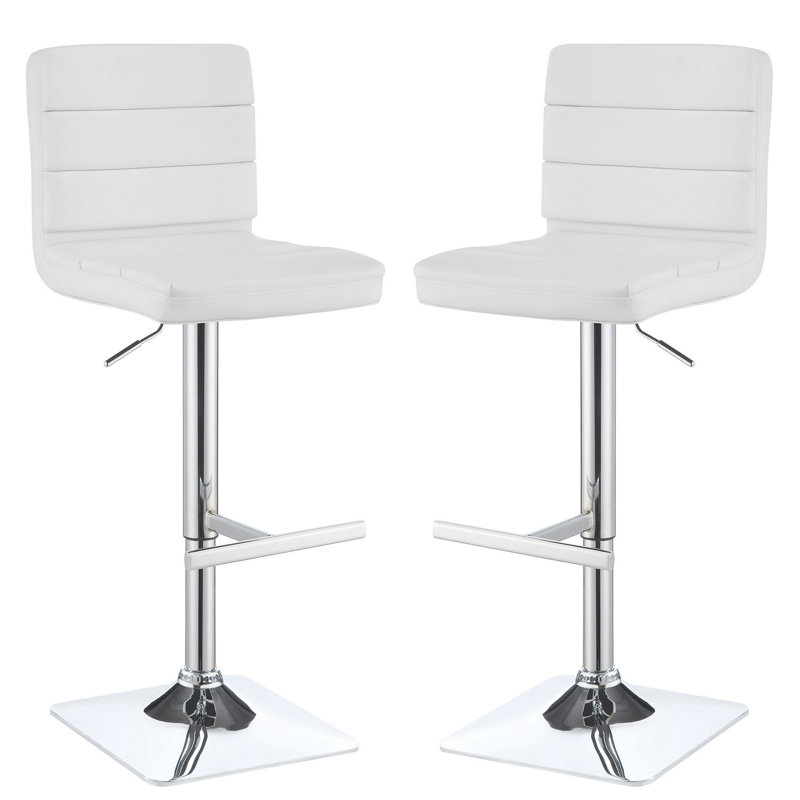Set Of 2 Adjustable Height Bar Stools, White