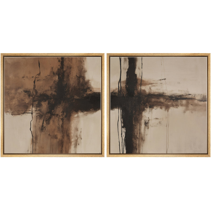«Earth Tone Abstract Contemporary Wall Decor», art mural de la chambre principale, impression de 2 pièces, H 24 po x l 24 po