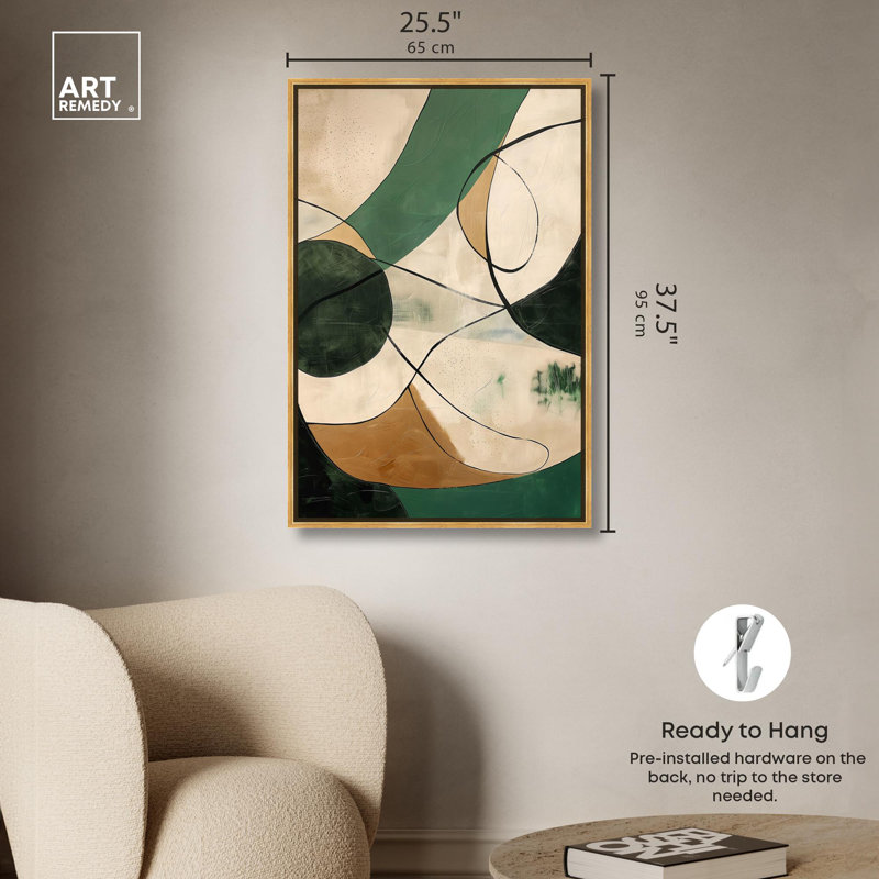Art abstrait sur toile Greenlight Breeze I par Art Remedy, Cadre doré, H 37 po x l 25 po