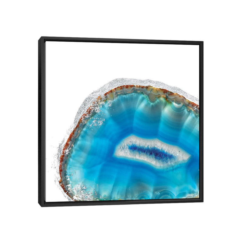 «Dazzling Aqua», impression sur toile tendue, H 18 po x l 18 po x P 1,5 po, Toile avec cadre noir, Pas de tapis