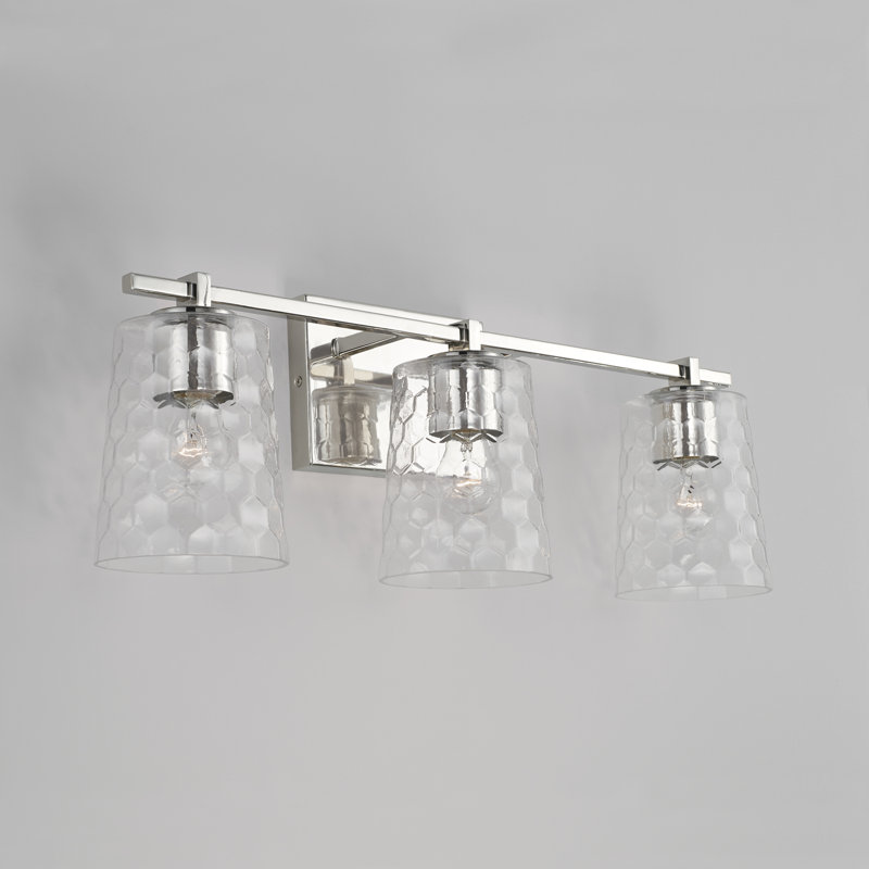 Polished Nickel 3-Light Vanity with Clear Honeycomb Glass