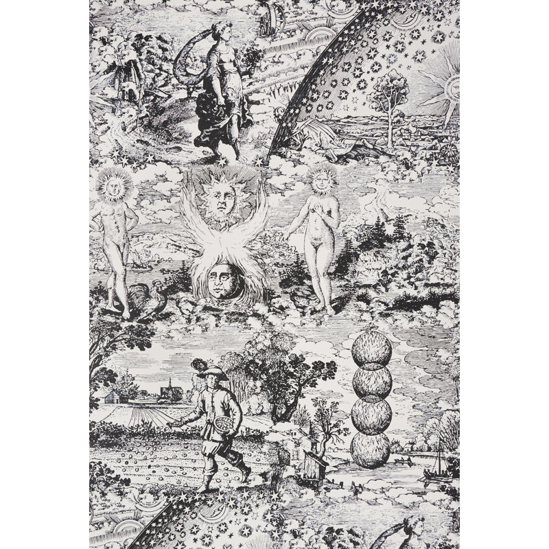 Schumacher x Johnson Hartig Modern Toile Wallpaper, Black