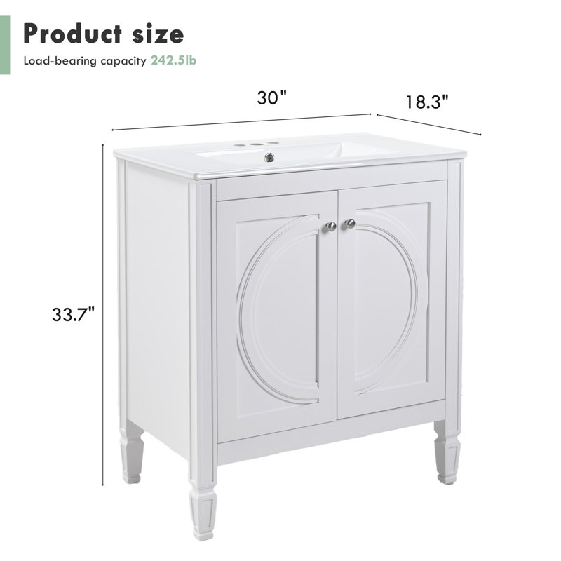 Ensemble de meuble-lavabo sans installation avec lavabo en céramique et armoire à pharmacie murale