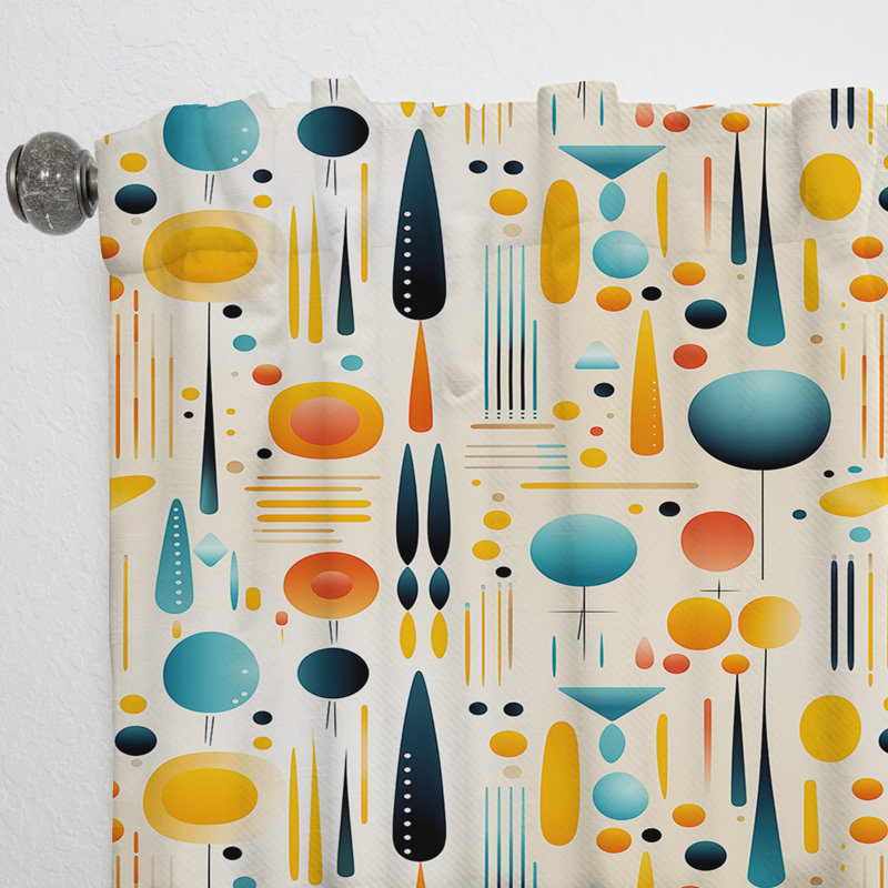 Motif géométrique multicolore Mid Century II - Rideau moderne - Velours obscurcissant - 1 panneau, L 52 po x L 95 po