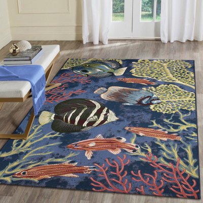 Tapis d'intérieur / extérieur bleu marine Bay Isle Home ™