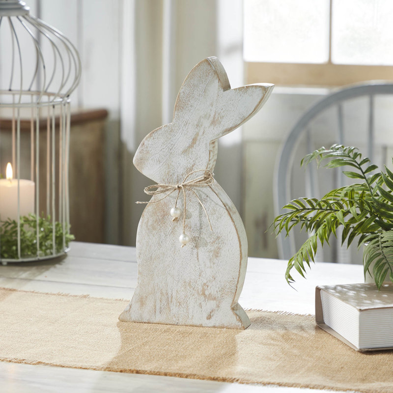 Silhouette de lapin en bois Spring In Bloom avec ficelle, H 13,75 po x l 6,75 po x P 1,5 po