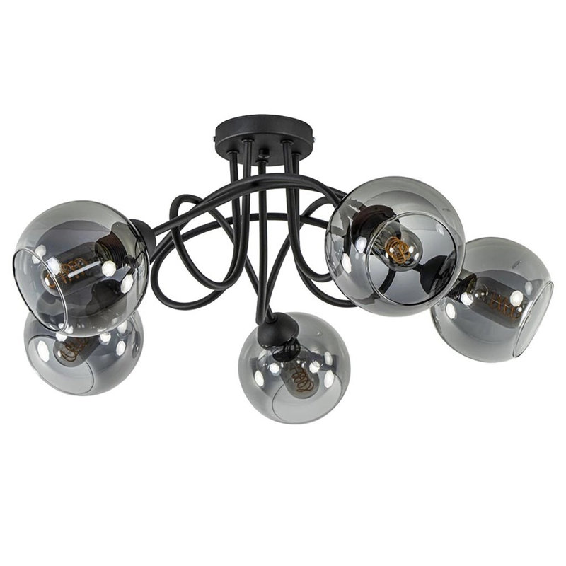 Charleston 5-Light 47cm Semi Flush Mount, Black