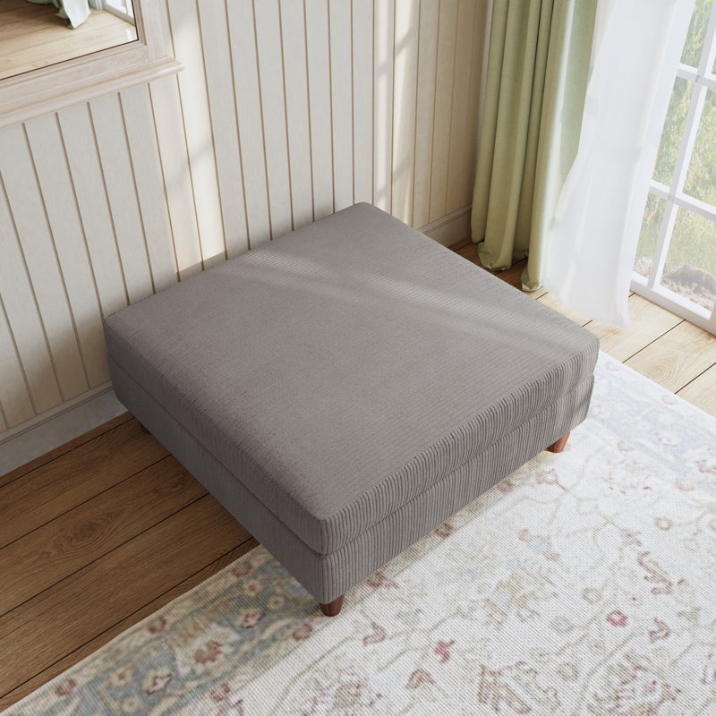 Mordecai 97Cm Wide Square Footstool Ottoman, Light Grey