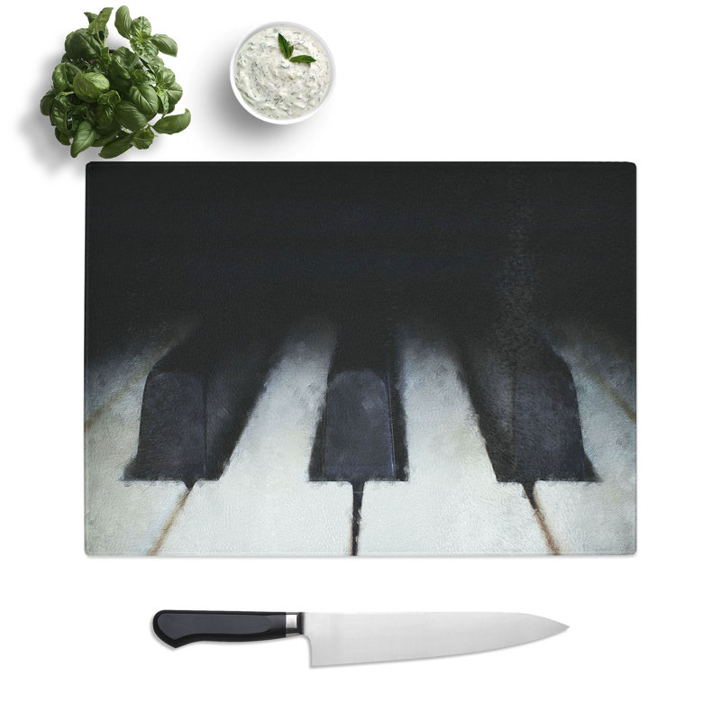 Tempered Glass Keys of the Piano Chopping Board, 28.5 cm x 39 cm