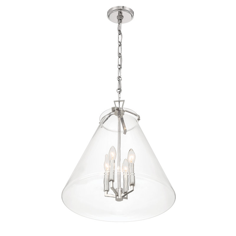 Luminaire suspendu poli 4 lumières Alanya, Nickel