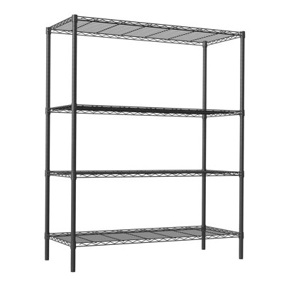 Étagère métallique robuste à 4 niveaux, réglable, 122 cm (L) x 51 cm (P) x 152 cm (H) – Support de rangement en acier, capacité de 544 kg, idéale pour garage, cellier ou sous-sol, noir.
