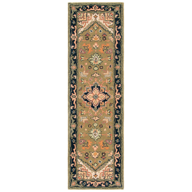 Tapis oriental en laine touffeté à la main Hebron, Tapis de couloir 2 pi 3 po x 8 pi