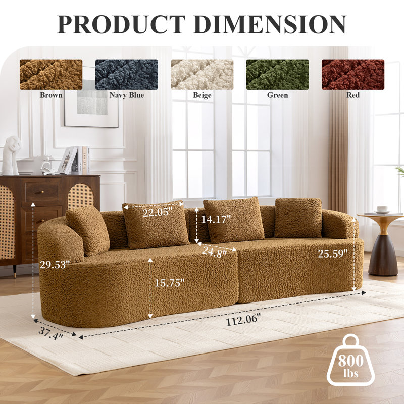 Ensemble de canapé modulaire courbé 3 pièces, Brun