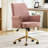 Mid - Back Liftable Pink Office Chair With Striped Corduroy, Ergonomic , Golden Base And Memory Foam Cushion For Working At Desk. 24.56 In Depth, 23.9 Width, 38.89 Height, 27.44 Lb Weight Corduroy-974037652-974037655