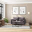 Compact Faux Linen Upholstered Loveseat With Wooden Legs-88754057