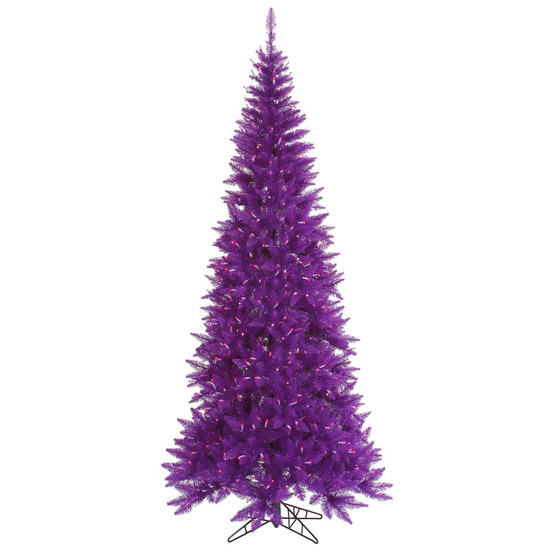 Purple Fir Lighted Artificial Fir Christmas Tree, 7.5' H x 40" W
