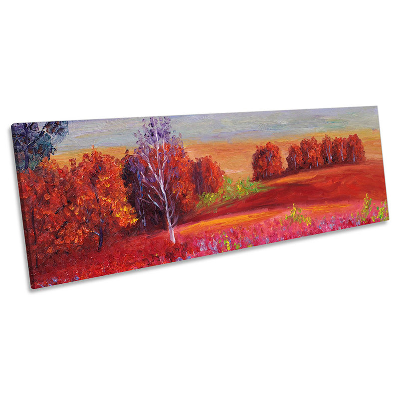 Red Landscape Paint Repro - Wrapped Canvas Panoramic Art Prints, 30.48cm H x 91.44cm W
