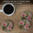 Stoneware Agate Ceramic Jute Leather Crystal Circle Round 4 Piece Coaster Set