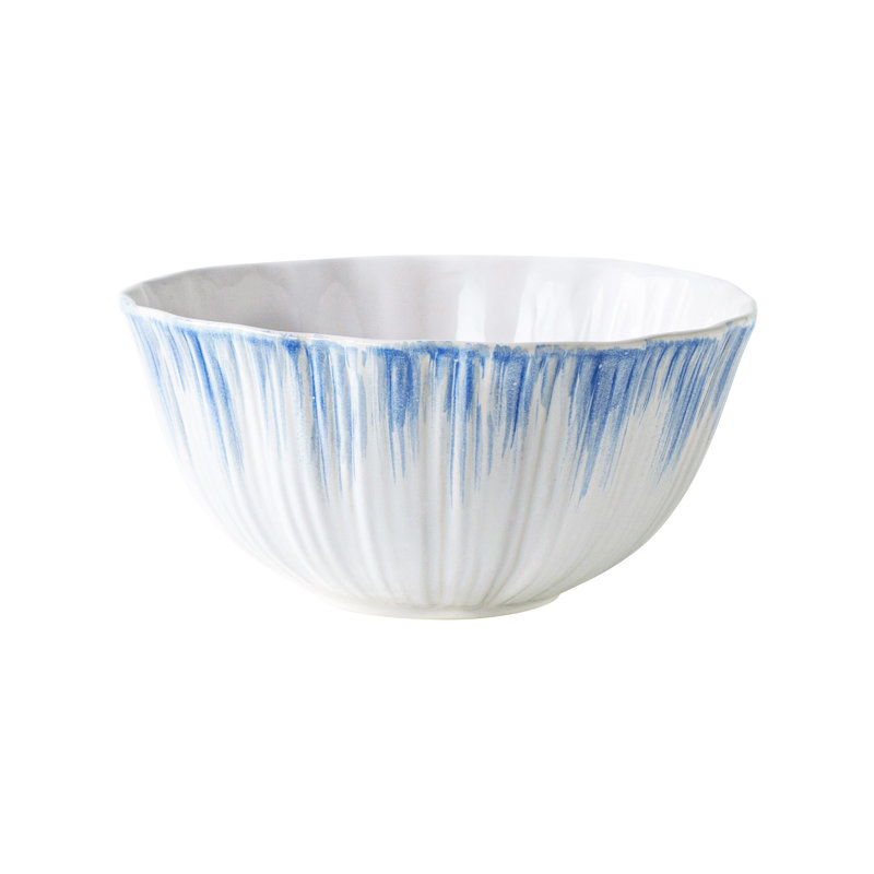 Bari Stoneware Serving Bowl, White/Blue