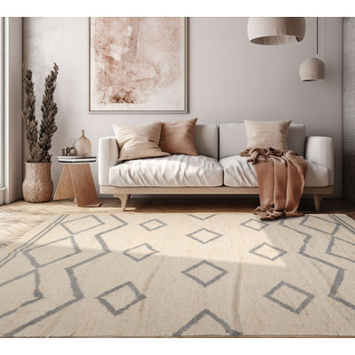 Tapis rectangulaire en laine de conception unique 9 pi 2 po x 12 pi 2 po Annarae