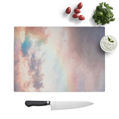 Tempered Glass Rainbow Through the Clouds Chopping Board