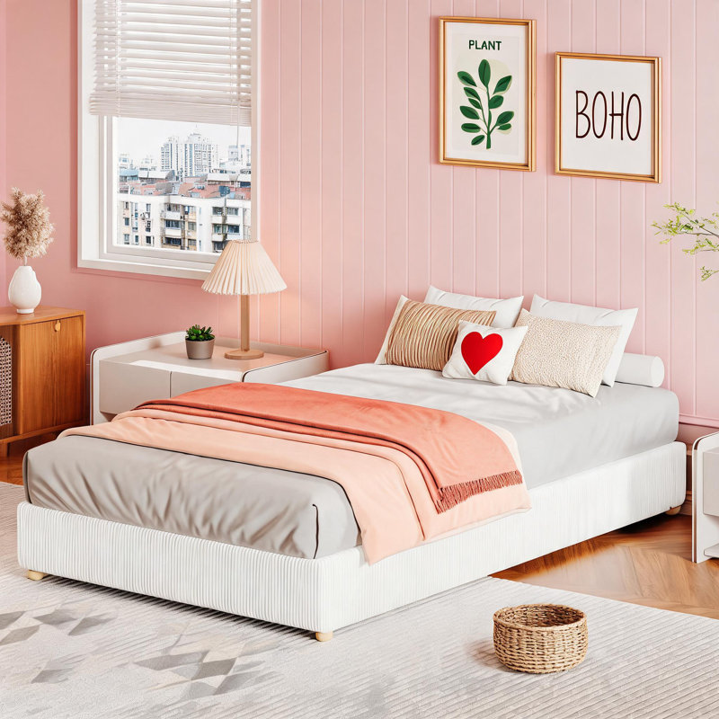Cloud Bed Frame, No Box Spring Needed, King, White