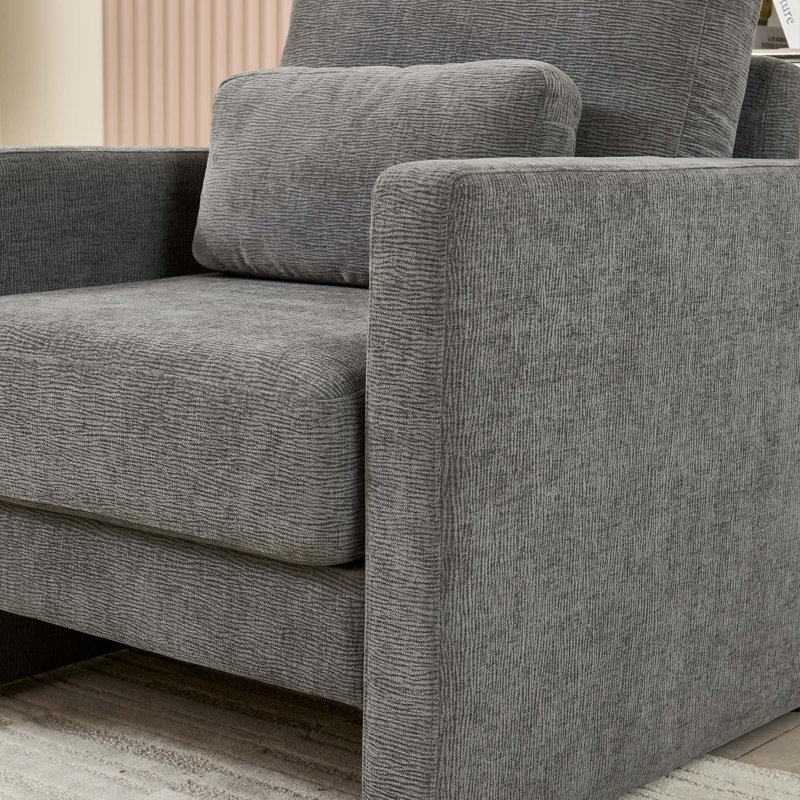 31.49"Wide Chenille Armchair, Gray Chenille