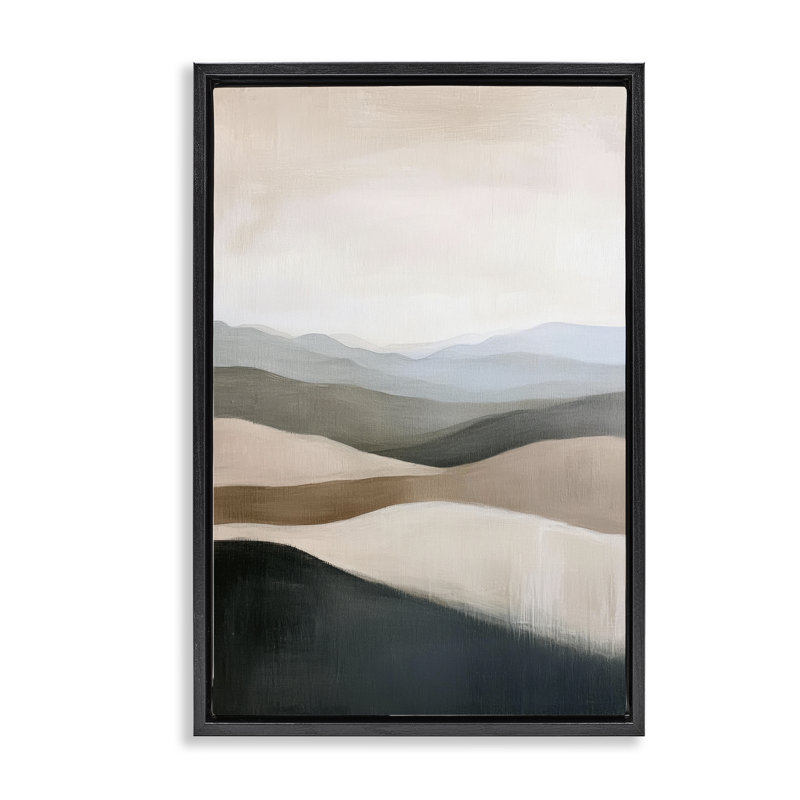 Cadre flottant en désert Desert Dunes, design par Petal Prints Design, H 31 po x l 21 po, Cadre flottant noir de jais