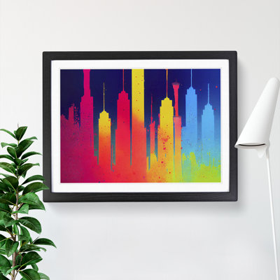 Skyscraper Skyline Splashed Vol.6 Abstract - Framed Print