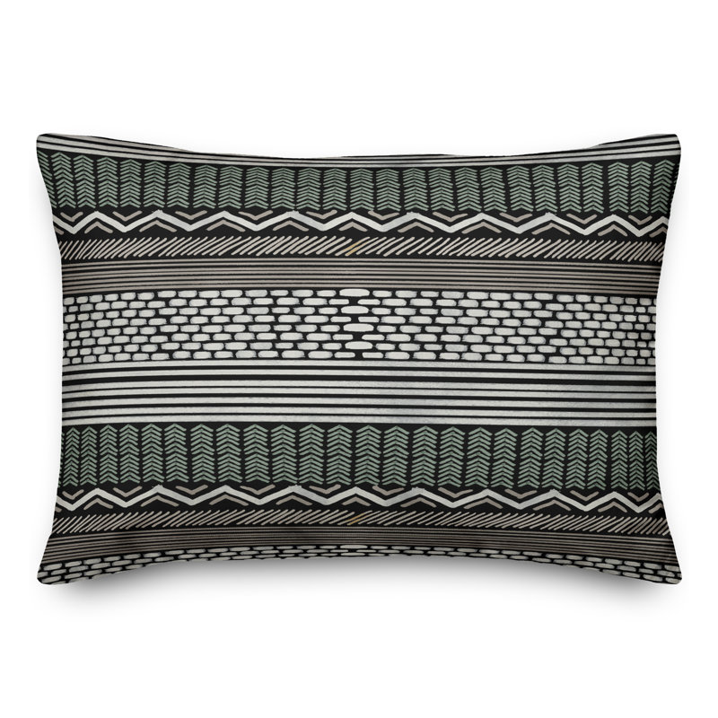 Housse et insert de coussin rectangulaire pour l'extérieur Circle Dot, Gris, Géométrique 1
