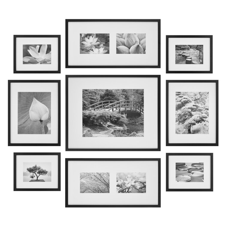Icon Wood 9-Piece 4x6 Black Gallery Wall Picture Frame Set +