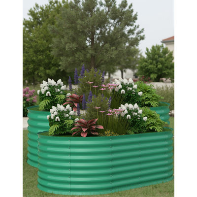 2Pack Steel Raised Garden Bed,Metal Deep Root Planter Box for Vegetables Flowers Herbs,Large Oval Garden Planting Bed,Easy Assembly.