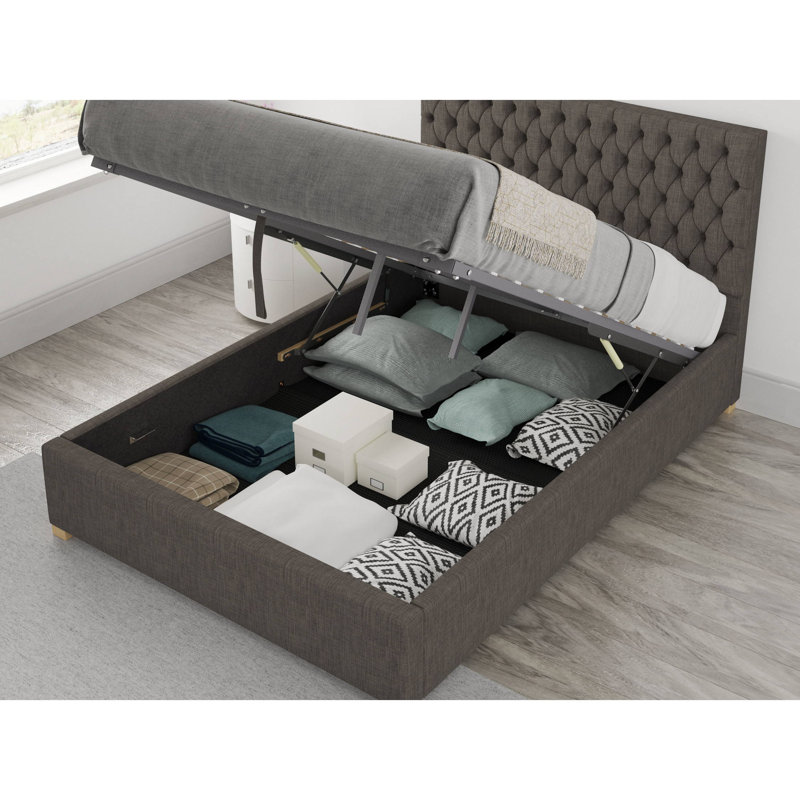 Central City Upholstered Ottoman Storage Bed, Single (3'), Slate