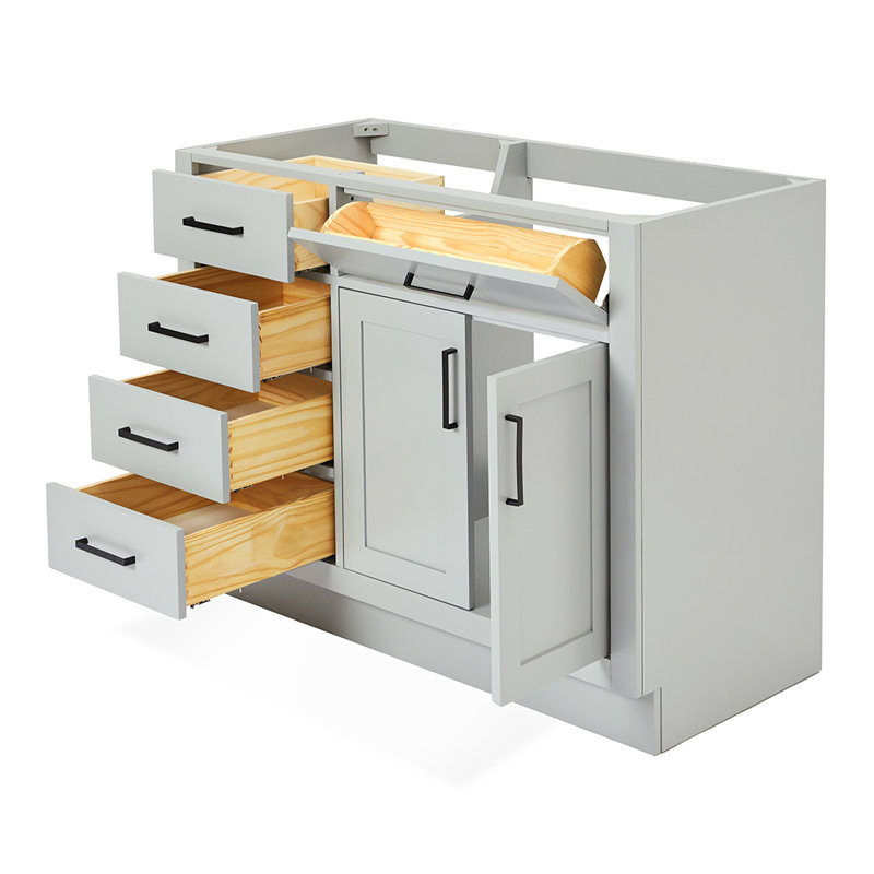 Base de meuble-lavabo simple en bois massif 42 po Osoria, Gris