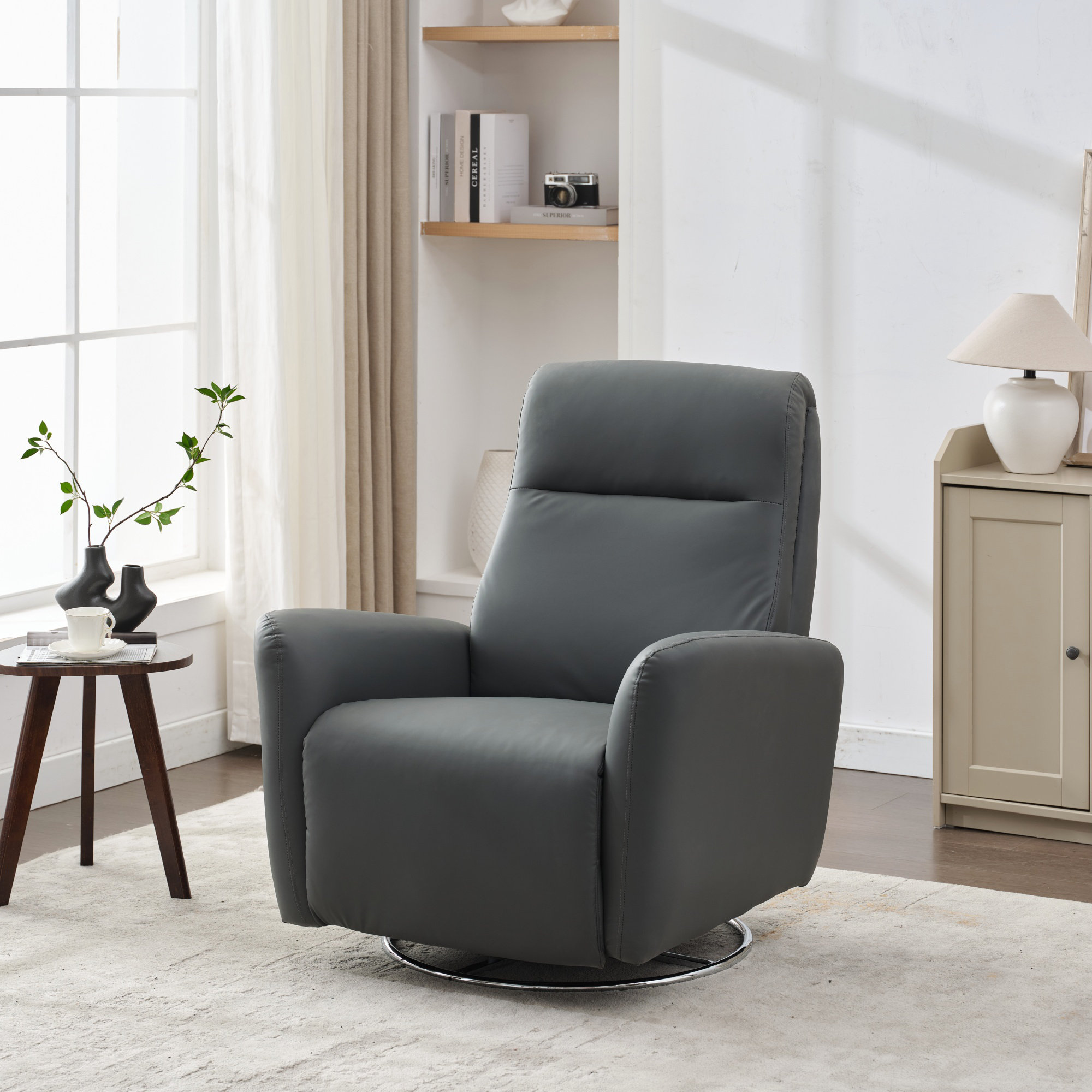 Ebern Designs Swivel Glider Recliner Chair, 270 Power Recliner Rocking ...